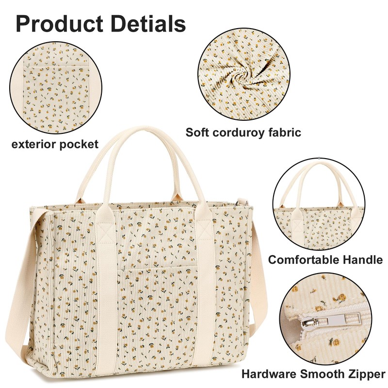 Laptop Tote Bag for Women Work 15.6 inch Canvas Shoulder