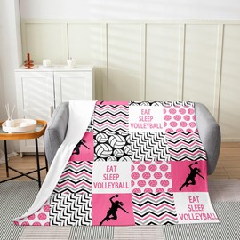 Feelyou Volleyball Fuzzy Blanket Throw 50"x60" Girls Volleyball Fuzzy Blanket Sport Game Flannel Fleece Throw Blanket Ball Pink Plush Blanket for Boys Girls Kids Adults
