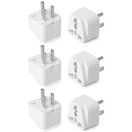 Bates- Universal Adapter, 6 Pack, White Travel Adapter, UK to US Plug Adapter, Universal Plug Adapter Plug, Universal Travel Adapter, European to American Plug Adapter, Europe to US Plug Adapter
