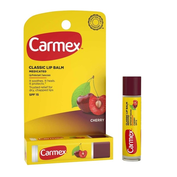 Carmex Click-Stick Moisturizing Lip Balm SPF 15 Cherry 0.15 oz (Pack of 8)