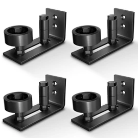 EaseLife 4 Pack Adjustable Floor Guide for Sliding Barn Door,Wall Mount System,8 Assemble Setup Options,Flush Flat Bottom Design,Fit All Size Door,Black
