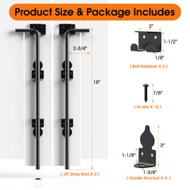 18" Cane Bolt Gate Drop Rod for Wood Fence Heavy Duty Gate Hardware, Gate Ground Latch for Wooden Fences Metal Gates Stopper for Gate Ground, Iron Gate Drop Pin Holding Gate to The Ground (2PCS)