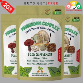 SBM Mushroom Complex Lions Mane, Reishi ,Shitake, Chaga, Cordyceps Maitake 14,000mg - 90Caps