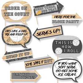 Funny Bump, Set, Spike - Volleyball - Baby Shower or Birthday Party Photo Booth Props Kit - 10 Piece