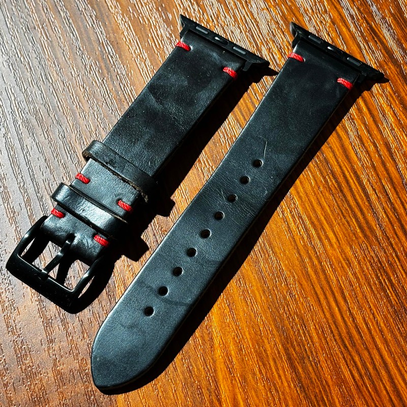 HEMSUT Soft Thin Horween Leather Band for iWatch 42/44/45/38/40/41/49mm, Military