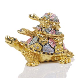 Sea Turtle Figurine Decorative Jewelry Box Hinged Trinket Boxes for Ring