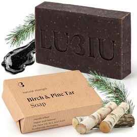 Tar Soap with Pine Oil and Birch Tar 100 g - Handmade Natural Soap for Blemished Skin - 3-in-1 Solid Shower Soap Men (Body, Hair & Beard) - Solid Soap Men Removes Dirt & Oil