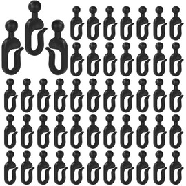 Lyreh 50pcs Plastic Hooks for Gazebo Curtains, Invisible Curtain Track Hooks for Outdoor Gazebo Canopy Home Hotel Supplies (Black)