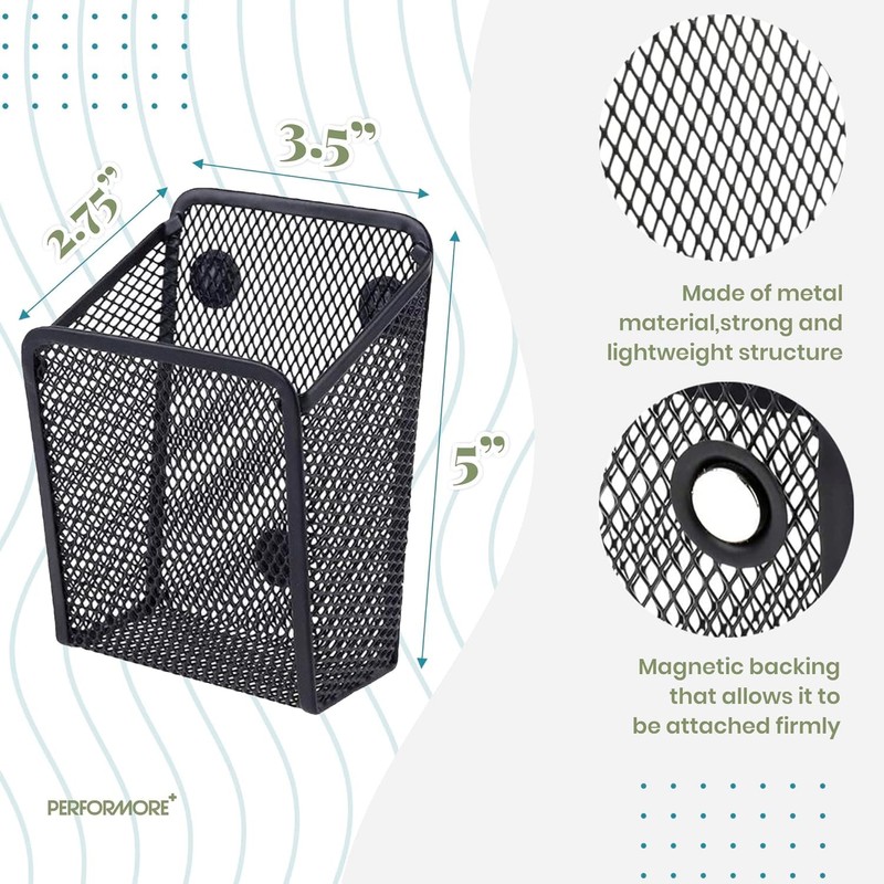 Magnetic Mesh Pencil Holder Set | Heavy-Duty Steel Organizers for