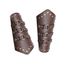 Priaora 2PCS Adults Faux Leather Arm Guards Arm Bracers Cosplay Unisex Leather Arm Gauntlet Wristband Medieval Belt Adjustable Bracers Viking Wrist (K220-2)