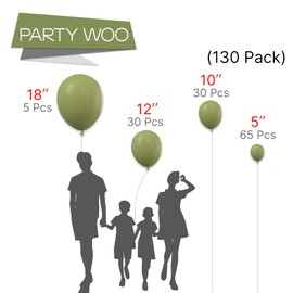 PartyWoo Balloons 4 Sizes 130 pcs,3113