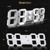 EPSKY 3D White Digital Wall Clock LED Large Alarm Clock