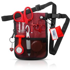 ASA TECHMED Nurse Utility Belt – Complete Medical Belt Utility Kit, Pro Pack Pocket Organizer Pouch Hip Bag for EMT, CNA, NP, PA, Student, Maroon