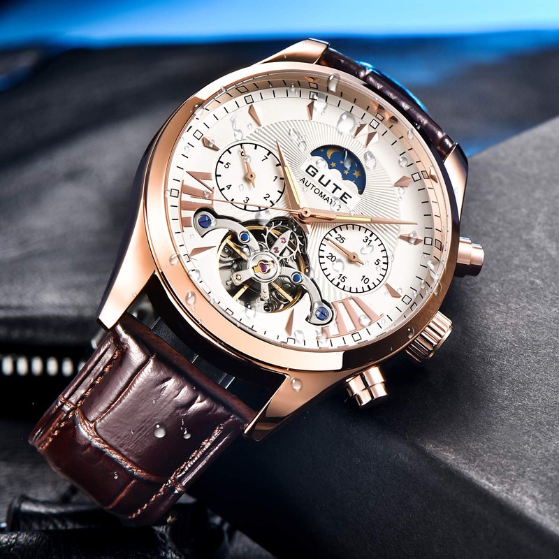 Gute Mens Watches Chronograph Men Designer Automatic Mechanical Skeleton Wrist