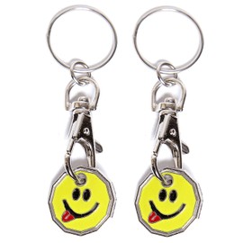 UK Phoenix Shopping Trolley Token £1 Key Ring 12 Sided Pound Shape Coin Token Locker Gym Shopping Basket Asda Aldi Lidl Tesco Waitrose (2 x Smiley Tongue)