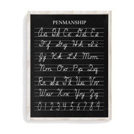 Vintage D'Nealian Penmanship Cursive Alphabet Distressed Black Chalkboard Unframed Print