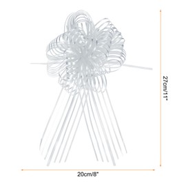 MECCANIXITY 5pcs 8 Inch Organza Large Pull Bow Metallic Gift Wrapping Bows Ribbon Chiffon Yarn Silver for Wedding Baskets Presents Christmas Valentine's Day