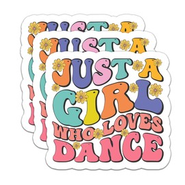 (3Pcs) Just a Girl Who Loves Dance Sticker, Dancing Girl Sticker Dance Girls, Waterproof Vinyl Decals for Book Laptop Phone Tumbler Water Bottle, Gifts for Girls, Teen Girls, Dancers, Size 3" x 2.8"