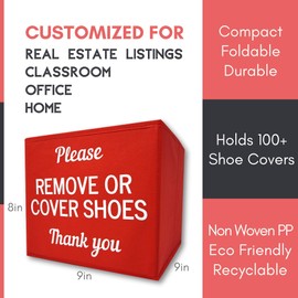RE GOODS Shoe Cover Box | Disposable Shoe Bootie Holder For Realtor Listings and Open Houses, Please Remove Your Shoes Sign, Real Estate Agent Supplies (5)