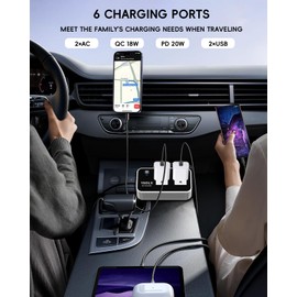 YSOLX 200W Car Power Inverter, DC 12V to 110V AC Inverter, Car Charɡer Adapter with 20W USB-C/USB-QC(18W)/4.8A Dual USB/Dual AC Outlet, Car Pluɡ Adapter Outlet for Laptop/Road Trip