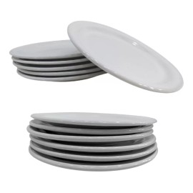 Anforama- Santa Anita Plato Tipo Ceramica Blanca Pastelero,arrocero 20cm 10 Pzas
