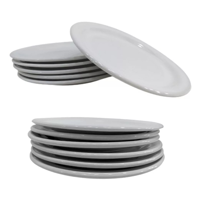 Anforama- Santa Anita Plato Tipo Ceramica Blanca Pastelero,arrocero 20cm 10