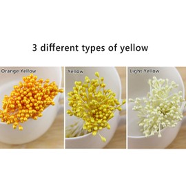 900 Pieces Flower Stamens Yellow Series, 3 mm Mini Double Heads Artificial Floral Stamens, Simulated Matt Pearl Pistil for DIY Craft, Floral Making, Creative Wedding Christmas Party Decoration
