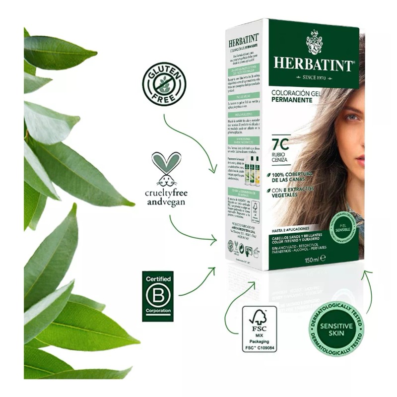 Herbatint Tinte Herbatint Sin Amoniaco 7c Rubio Ceniza Pack 2