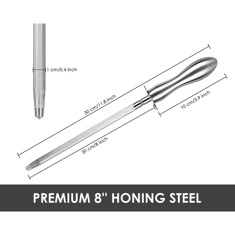 Victhur Honing Steel Kitchen Knife Sharpener Rod 12 Inch Sharpening
