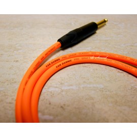 A1 Sound Van Damme Orange Ultra Guitar Instrument Lead Cable 2 Metre Terminated With Neutrik 6.3 mm (1/4") Mono Jack Plugs Gold Plated With Black Covers.