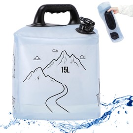 Deiris 1 jarra plegable de almacenamiento de agua de 15 l, tanque de plástico sin BPA, cubeta de agua de plástico de gran capacidad con válvula, a prueba de fugas y portátil para camping, senderismo y