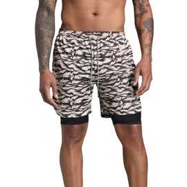 Leidowei Men's Two in One Athletic Running Shorts with Pockets and Zip Pocket Camo M