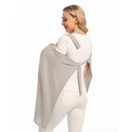 Wimst Muslin Nursing Cover Breastfeeding for Women, Soft and Breathable Breastfeeding Cover with Rigid Hoop for Nursing Apron (Beige)