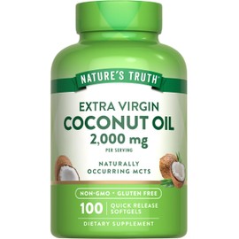 Nature's Truth Coconut Oil Supplement | 100 Softgels | Naturally Occurring MCTs | Non-GMO & Gluten Free