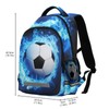 WEVIBOFU Blue Soccer Flame Football Fire Backpack for Boys Girls