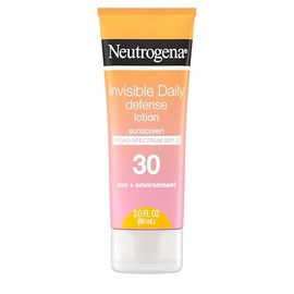 Neutrogena Invisible Daily Defense - Loción de protección solar SPF 30 de amplio espectro, sin oxibenzona y resistente al agua, protege contra daños s