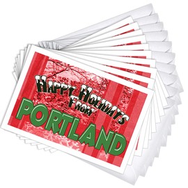 Wright Home & Gift Portland Snow Scene Hometown Holiday Greeting Cards | 36 Pack Bulk Set + 36 Envelopes (4x6)