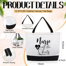 Paterr 24 Pcs Nurse Appreciation Gifts Bulk, Thank You Nurse CNA Canvas Tote Bags Makeup Cosmetic Bag with Handles for Nurse(Classic)