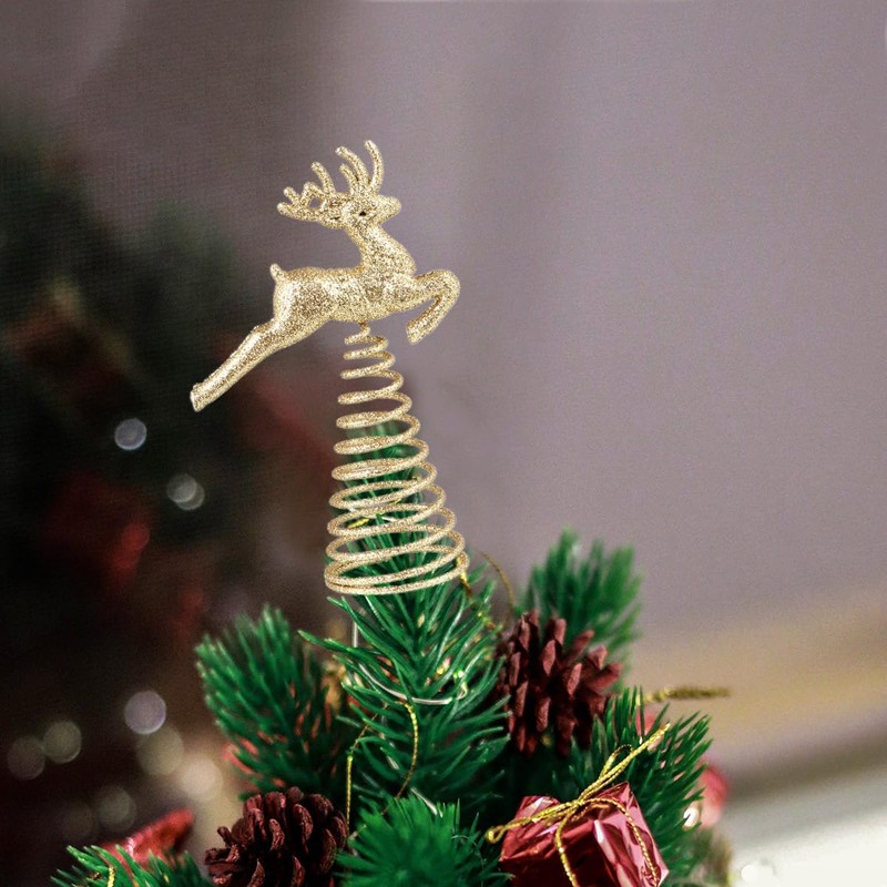 BESPORTBLE Reindeer Tree Topper Gold Tree Topper Glitter Christmas Tree