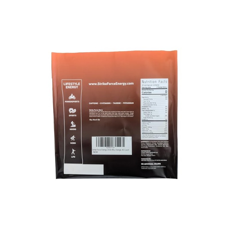 Strike Force Energy Drink Mix - Orange Flavor - Natural