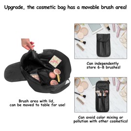 SUMBABO Drawstring Cosmetic Bag for Women – Travel Accessories for Women Travel Make Up Organizer Bag for Toiletry with Brush Area (Black)