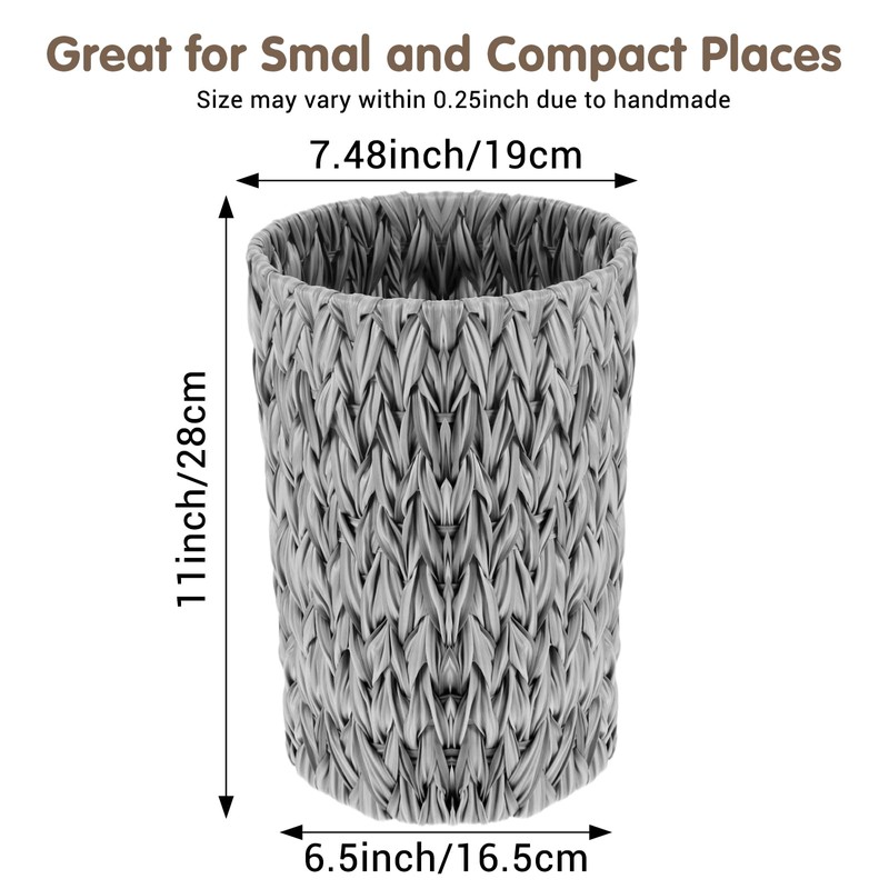 Wicker Trash Can Woven Water Hyacinth Wicker Waste Basket Small
