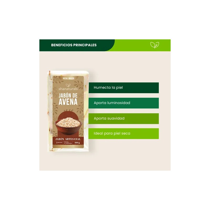 Jabón Artesanal Avena Shanaturals 100g - Suavidad