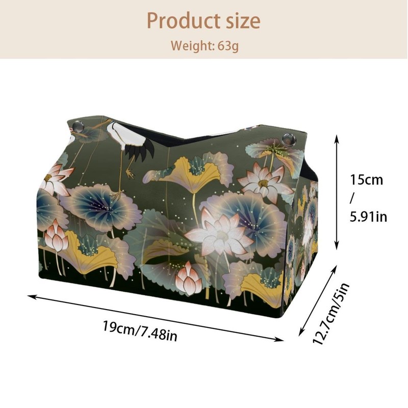 2 Pack Tissue Box Cover Holder, Reindeers Pattern Rectangle Leather