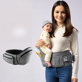 YASINPRISM Hip Seat Baby Carrier | Adjustable Waistband with Original 3D Belly Protector & Ergonomic EVA Massage Board | 3 pockets to carry baby accessories for Newborns to Toddlers (Navy Blue)