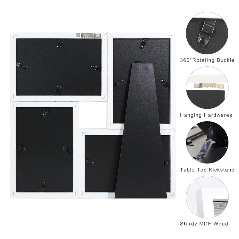 THKRLOF 4x6 Picture Frames Collage 1 Pack, 4 Opening Multi