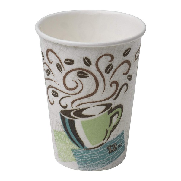 Dixie PerfecTouch WiseSize Coffee Design Insulated Paper Cup, 16oz Cups and Lids Bundle (16 oz, 100 Cups, 100 Lids)