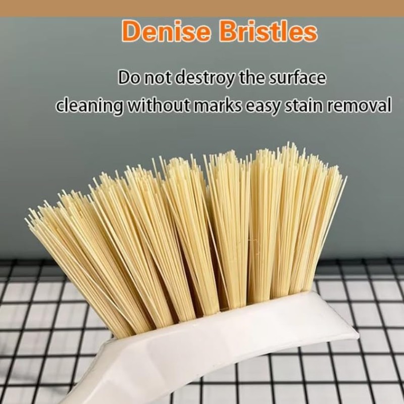 Afnax Dish Cleaning Brush with Handle Built in Scraper, Bamboo