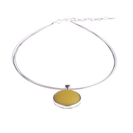 Polly Choker Necklace 25 mm Original Polaris Cabochon in Silver-Plated Brass Setting on 5 Nylon Coated Steel Threads Handmade by Adi-Fashionschmuck in Berlin, Silver Plated