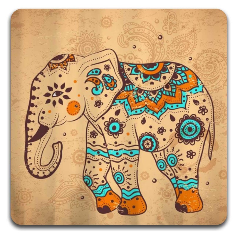 Personality Elephant Square Coaster Set - Made of Recycled Rubber